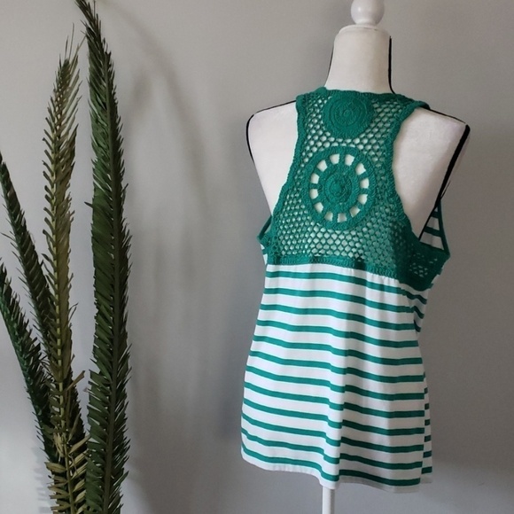Cato kelly green and white striped tank with knit back accent - Picture 3 of 7